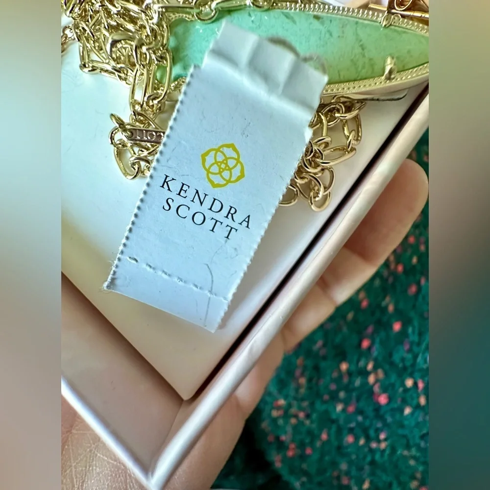 Kendra Scott Skylar Pendant Necklace NWT — Gold Tone Long Chain Turquoise